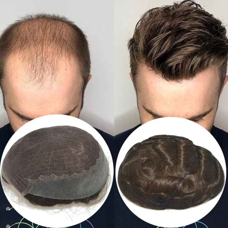 Hair Unit For Men Q6 Base Man Weave Unit Hair Prosthesis Toupee Mens Hairpieces